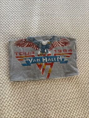 Van Halen 1984 Tour Strapless Top - Grey with Red & Blue Print